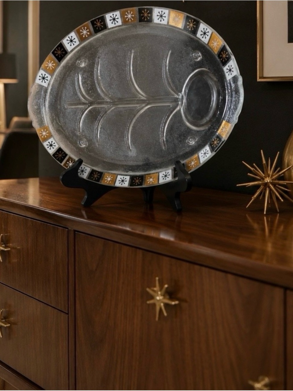 Mid-Century Modern 1950-60’s Original Vintage Atomic Starburst Fine Art Platter - Picture 10 of 16